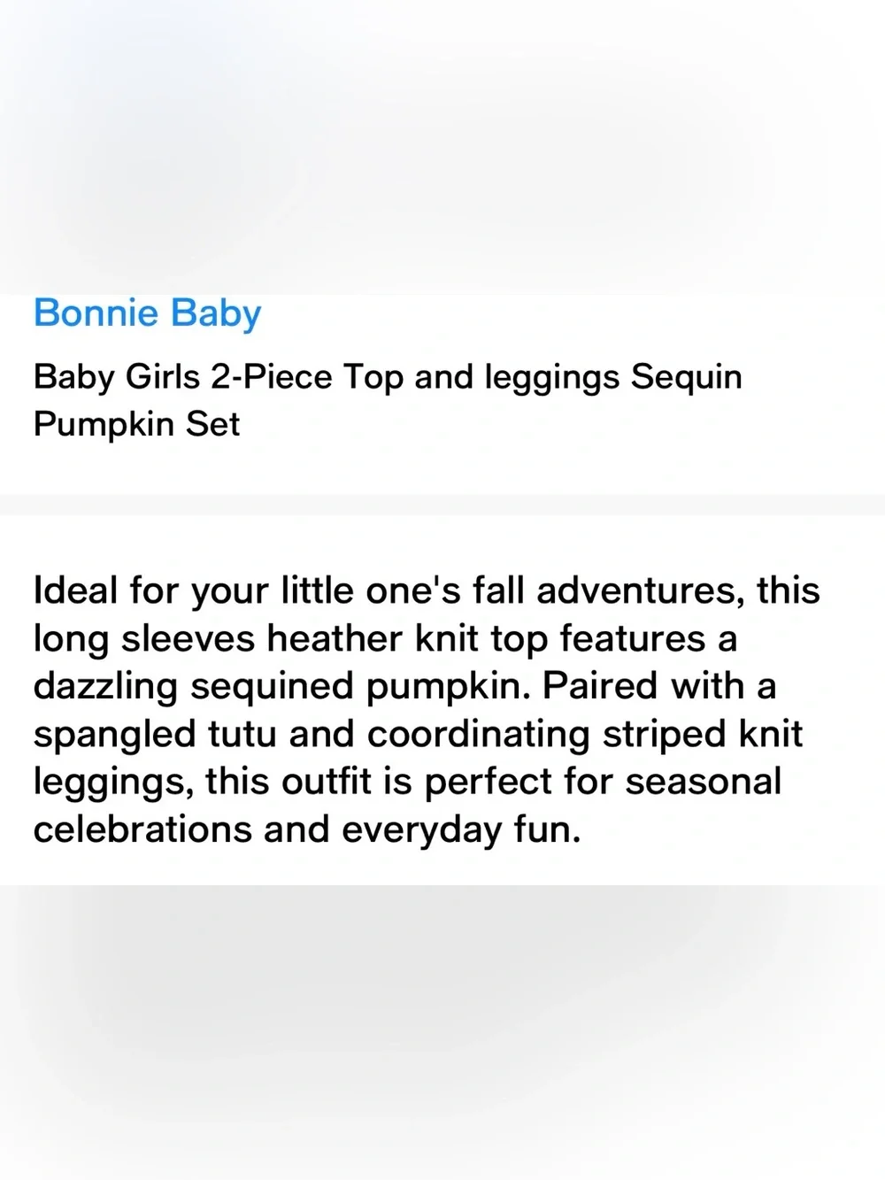 🎃🍂Bonnie Baby Orange and White Sequin Pumpkin 2-Piece Top & Leggings Set